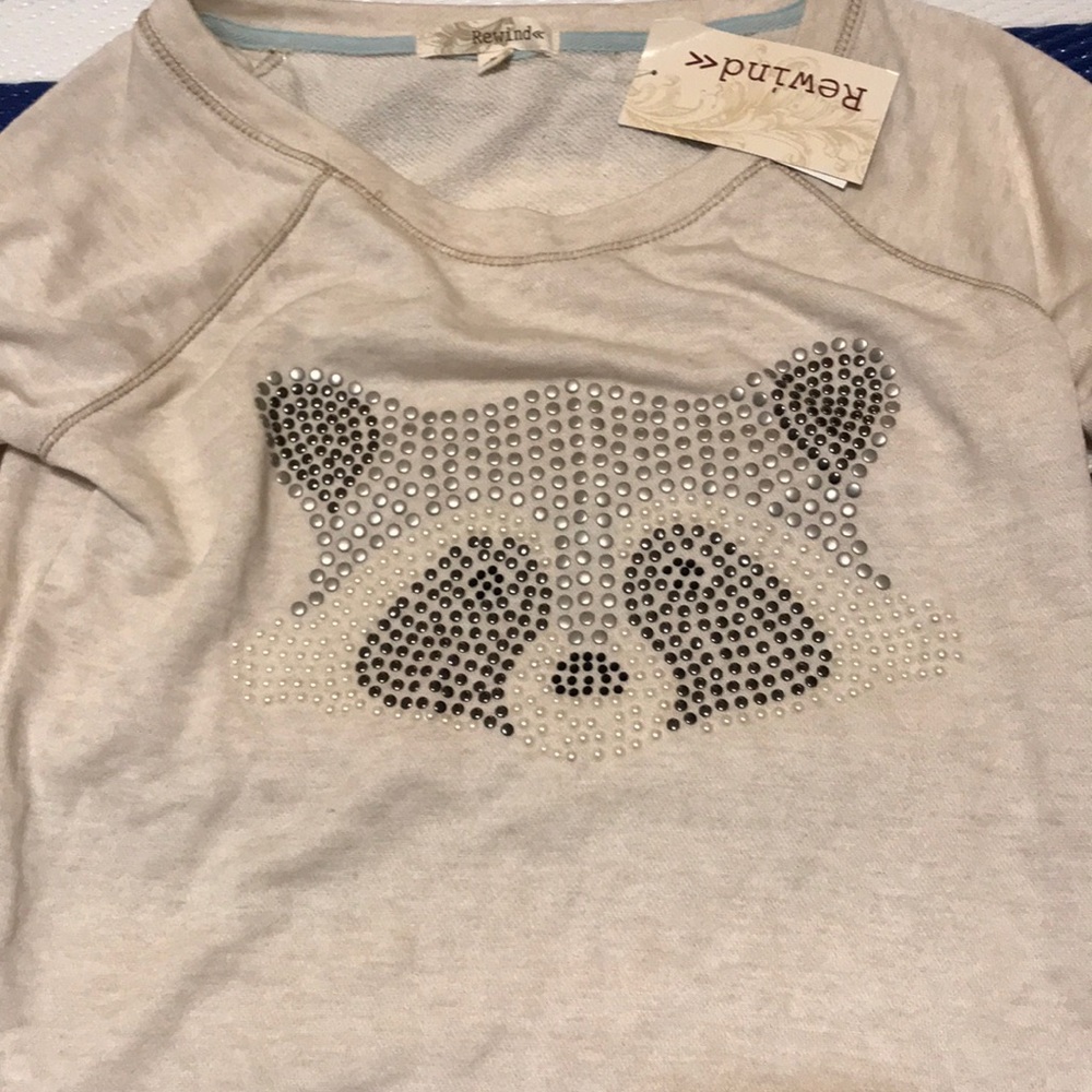 NWT Rewind Raccoon Crew Sweater Tan Size Small - Picture 2 of 3